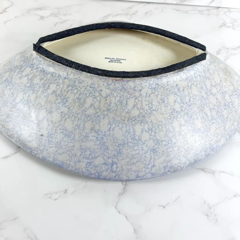 Vintage Madeline Originals Pottery Mid Century Modern Large Striped Navette Dish